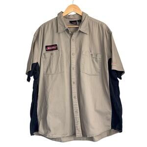Y2K Dickies Two Tone Khaki Black Cotton Workshirt Mens 3XL Utility Streetwear